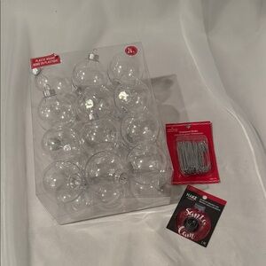 Clear Plastic Round Ornaments, Ornament Hooks and Decorative Ornament Lens - NEW